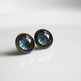 Antiqued Brass Glitter Post Earrings - purple green black glitter - space nebula galaxy - Thumbnail 2