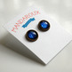 Antiqued Brass Glitter Post Earrings - midnight blue glitter - Thumbnail 2