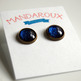 Antiqued Brass Glitter Post Earrings - midnight blue glitter - Thumbnail 3