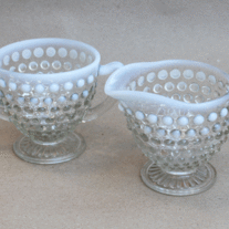 Moonstone Hobnail Cream and Sugar Bowls
