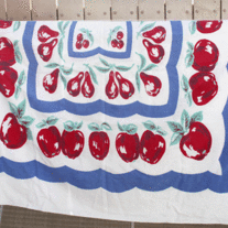 Vintage Tablecloth - Apples, Pears & Cherries