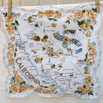 Souvenir Hankie - California, Scalloped Edge