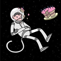 Birthday Card! Space Monkey!