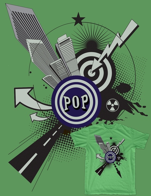 City PoP Graphic T shirt - Green