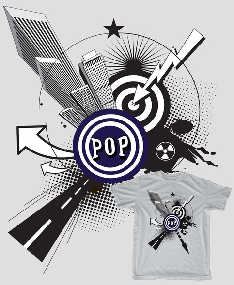 City PoP Graphic T shirt - Light Grey