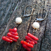 POP // coral dangle earrings