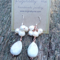 RAIN DROP // ocean jasper & freshwater pearl earrings