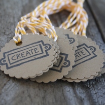 'Create' Kraft Tags on Bakers Twine - Set of 15