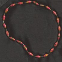 Indian Paintbrush Red Long Paper Bead Necklace from Uganda Africa