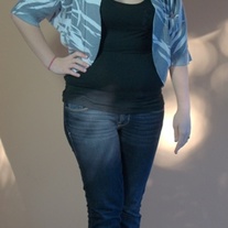 Gray & White Batwing Cardigan - L/XK