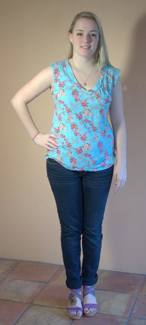 Turquoise Flora Top - L