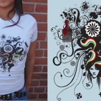 Hair PoP Graphic T shirt - light cyan