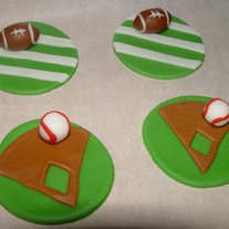 12 Fondant Sports Themed Cupcake Toppers
