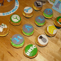 12 Fondant "HALO Inspired" Cupcake Toppers