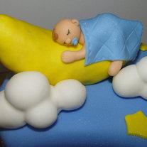 Fondant Moon & Stars Themed Baby Cake Topper Set