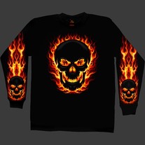 Skull with Flames long Sleeve shirt 