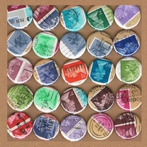 Upcycled vintage postage stamp badge - Machin - LUCKY DIP