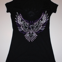 Short-Sleeve Pinstripe Deep V-Neck -T-Shirt - Woman's 