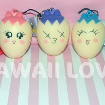 Kawaii Egg Squishy Charm with Wrist Lanyard