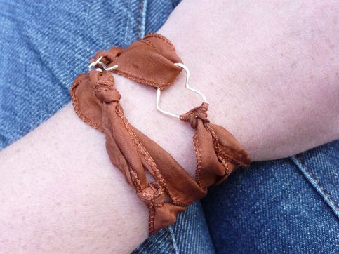 LOVE YOU MORE // silk wrap bracelet _ rust & sterling