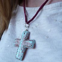 FAITH // cross necklace _ turquoise & plum