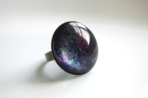 Glitter Cocktail Ring - pink green navy