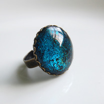 Glitter Cocktail Ring - blue green black