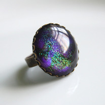 Glitter Cocktail Ring - purple lime green black