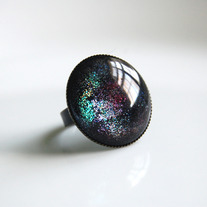 Glitter Cocktail Ring - rainbow black