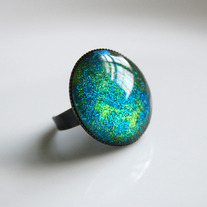 Glitter Cocktail Ring - blue lime green