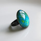 Glitter Cocktail Ring - blue lime green - Thumbnail 2