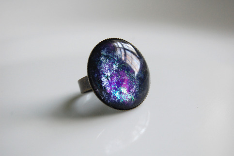 Glitter Cocktail Ring - purple blue black silver