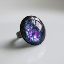 Glitter Cocktail Ring - purple blue black silver