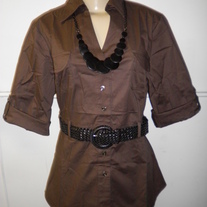 Militant Chocolate Belted Blouse (Plus Size)