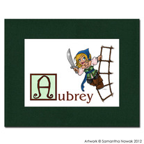 Matted Customizable Pirate Girl Wall Art