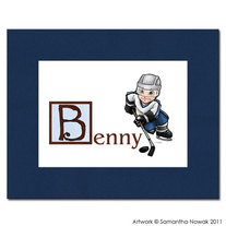 Matted Customizable Hockey Player Wall Art