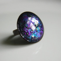 Glitter Cocktail Ring - purple blue green