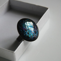 Glitter Cocktail Ring - blue pink green