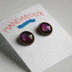 Antiqued Brass Glitter Post Earrings -  pink red purple - Thumbnail 2