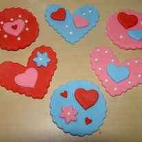12 Fondant Valentine's Themed Cupcake Toppers