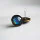 Antiqued Brass Glitter Post Earrings - green blue purple - Thumbnail 1