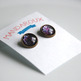 Antiqued Brass Glitter Post Earrings - purple pink silver - Thumbnail 2
