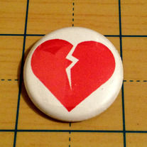 Broken Heart Anti Valentines Day 1 inch pinback button