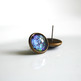 Antiqued Brass Glitter Post Earrings - black blue purple lime green - space nebula galaxy - Thumbnail 1