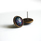 Antiqued Brass Glitter Post Earrings - rainbow galaxy glitter - space nebula galaxy - Thumbnail 1