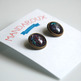 Antiqued Brass Glitter Post Earrings - rainbow galaxy glitter - space nebula galaxy - Thumbnail 2