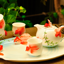 GOLD FISH TEA SET 8pc