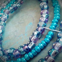 Purple, Gray & Teal Stretch Bracelet