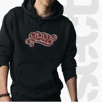 Sect Bubble Applique Hoodie • Black w/Red & Silver