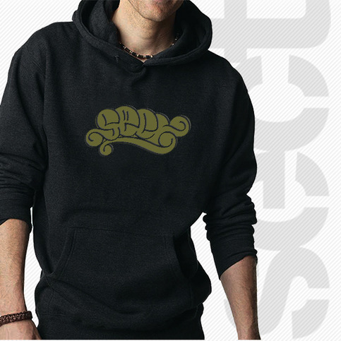 Sect Bubble Applique Hoodie • Black w/Olive & Black